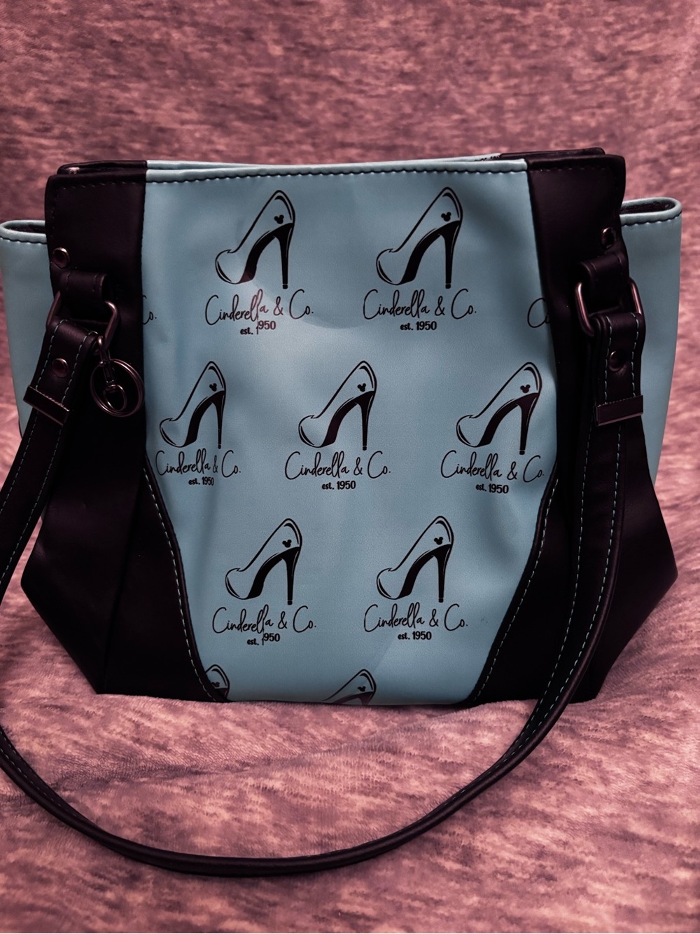 Cinderella Two-Tone Light Blue and Black Shoulder Bag